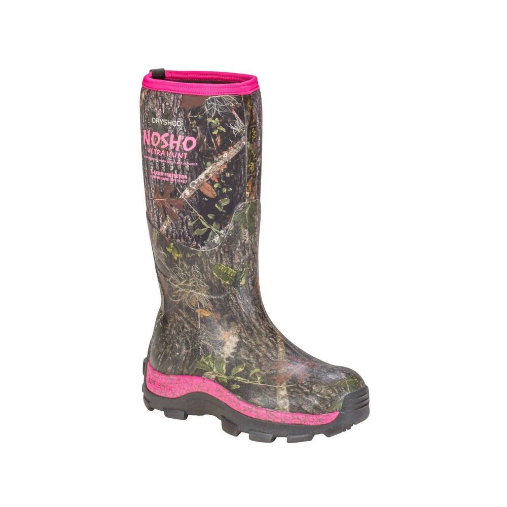 NEW DRYSHOD women's nosho ultra hunt boots in camo pink